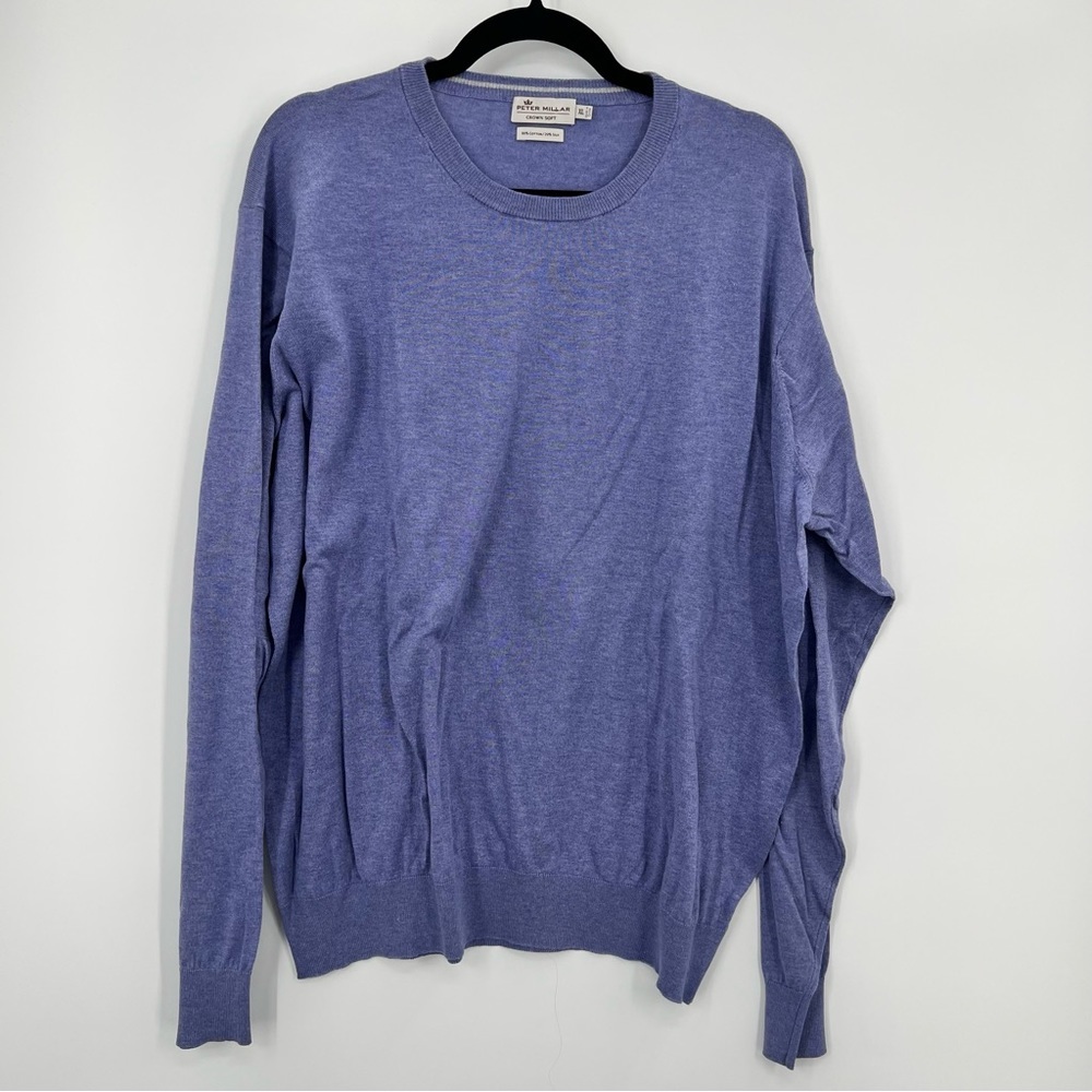 Peter Millar Crown Soft Crewneck Sweater Pullover Top Cotton Silk Purple XL - Picture 3 of 10